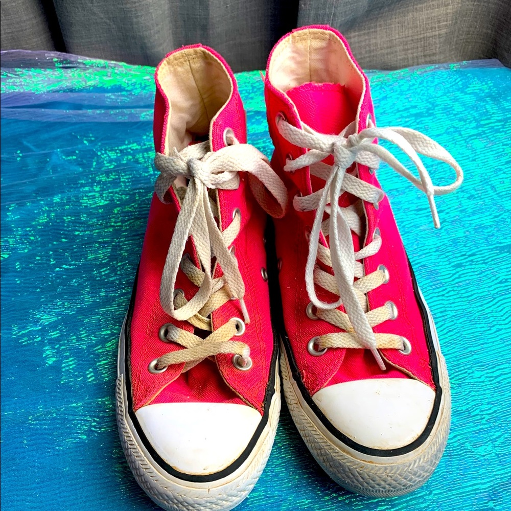 Pink high top converse